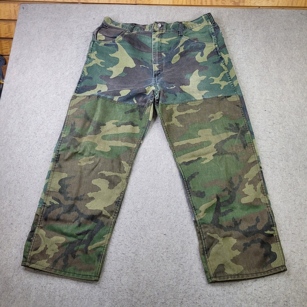 Vintage Pointer Brand Woodland Camo Pants Made In USA 36x27 Workwear Hunting